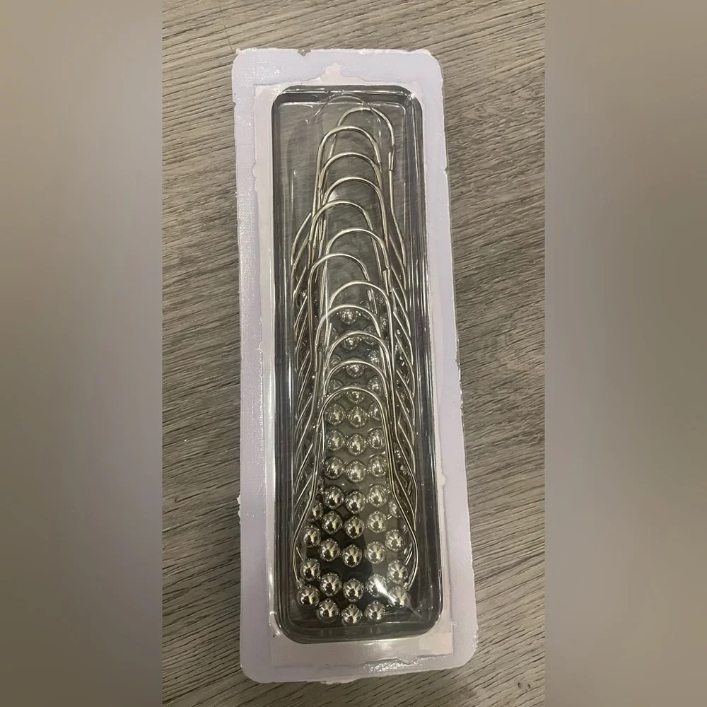 12 Silver Shower Curtain Hooks NWOT